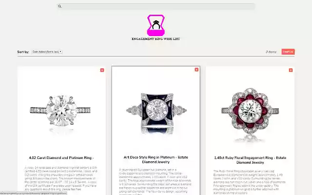 Engagement Ring Wish List mula sa Chrome web store na tatakbo sa OffiDocs Chromium online