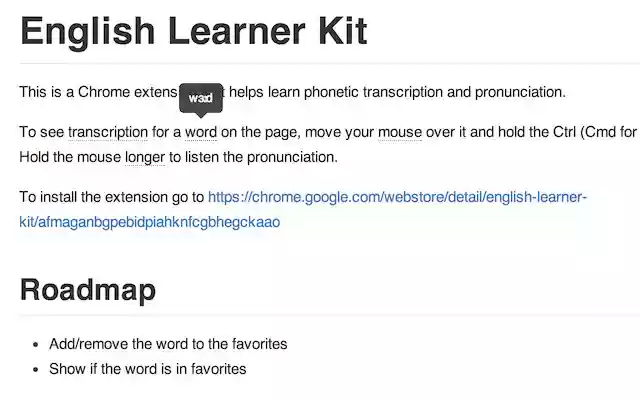English Learner Kit  from Chrome web store to be run with OffiDocs Chromium online