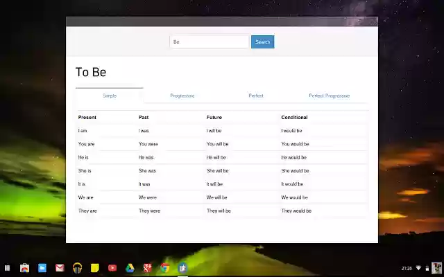 English Verbs  from Chrome web store to be run with OffiDocs Chromium online
