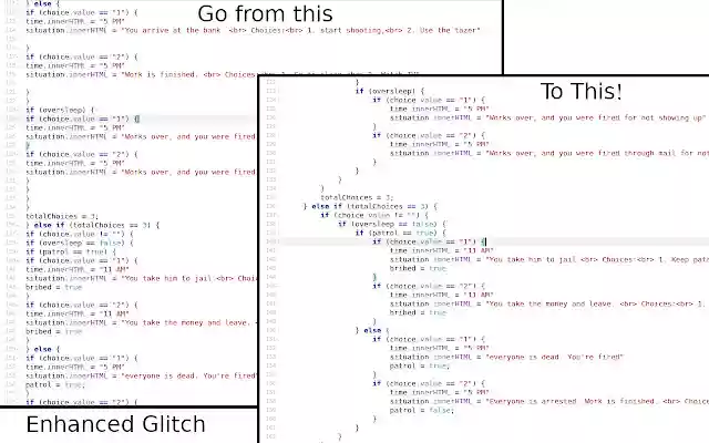 Enhanced Glitch  from Chrome web store to be run with OffiDocs Chromium online