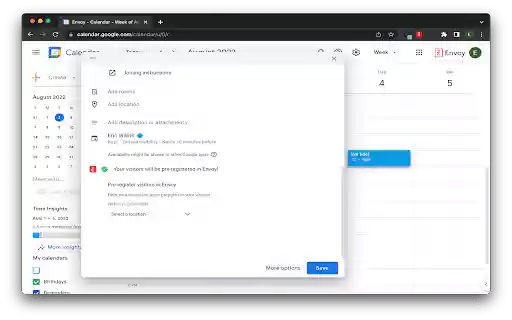 Envoy for Google Calendar (EU)  from Chrome web store to be run with OffiDocs Chromium online