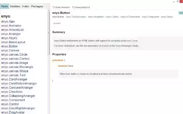 Enyo API Viewer  from Chrome web store to be run with OffiDocs Chromium online