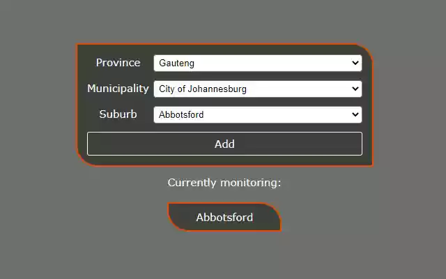 Eskom Loadshedding  from Chrome web store to be run with OffiDocs Chromium online