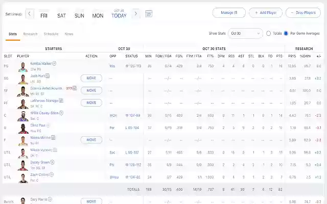 ESPN Fantasy Basketball Layout Improvement  from Chrome web store to be run with OffiDocs Chromium online