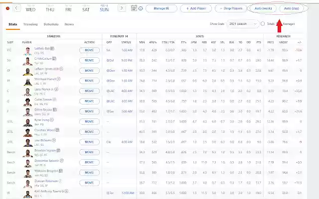 ESPN NBA Fantasy Team Auto Setup  from Chrome web store to be run with OffiDocs Chromium online