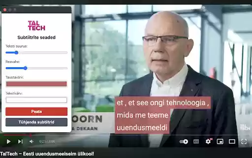 Estonian ASR captions generator  from Chrome web store to be run with OffiDocs Chromium online
