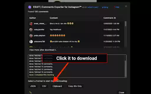 ESUIT | Comments Exporter for Instagram™  from Chrome web store to be run with OffiDocs Chromium online
