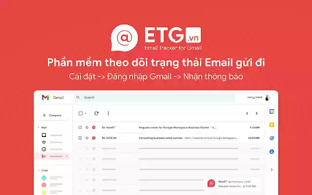 ETG Email Tracker cho Gmail  from Chrome web store to be run with OffiDocs Chromium online
