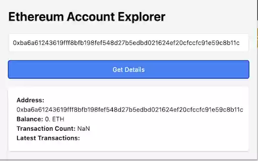 Ethereum Account Explorer  from Chrome web store to be run with OffiDocs Chromium online