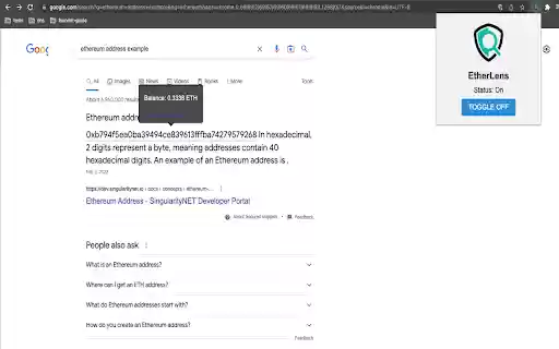 EtherLens  from Chrome web store to be run with OffiDocs Chromium online