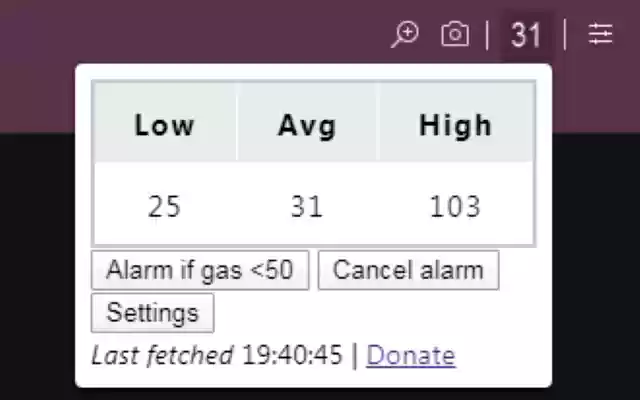 ETH gas alerts  from Chrome web store to be run with OffiDocs Chromium online