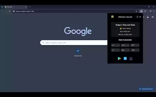 Ethiopian Calendar  from Chrome web store to be run with OffiDocs Chromium online