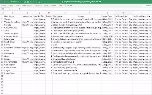 Etsy Reviews Extractor Scrape Data to CSV  from Chrome web store to be run with OffiDocs Chromium online