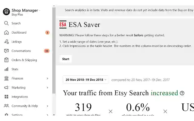Etsy Search Analytics Saver from Chrome web store to be run with OffiDocs Chromium online Etsy Search Analytics Saver from Chrome web store to be run with OffiDocs Chromium online