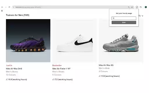 Euro to Working Hours Converter  from Chrome web store to be run with OffiDocs Chromium online