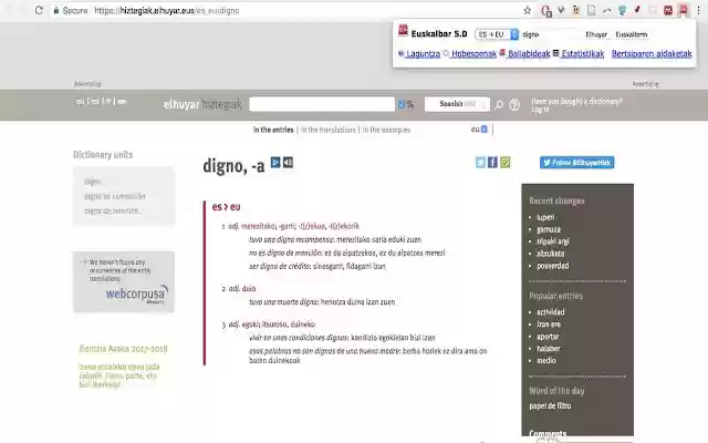 Euskalbar  from Chrome web store to be run with OffiDocs Chromium online