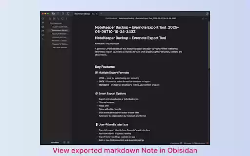 Evernote Backup exporter  from Chrome web store to be run with OffiDocs Chromium online