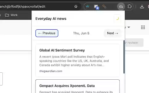 Everyday AI news  from Chrome web store to be run with OffiDocs Chromium online