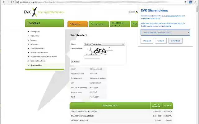 EVK Shareholders  from Chrome web store to be run with OffiDocs Chromium online