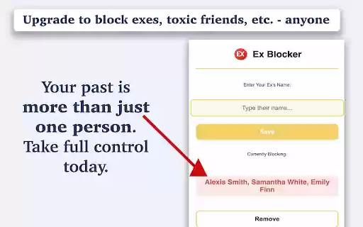 Ex Blocker Forget Your Ex  from Chrome web store to be run with OffiDocs Chromium online