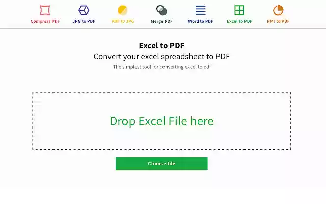 Da Excel a PDF Smallpdf.com dal Chrome Web Store da eseguire con OffiDocs Chromium online
