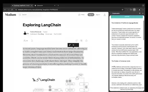 Explainable  from Chrome web store to be run with OffiDocs Chromium online