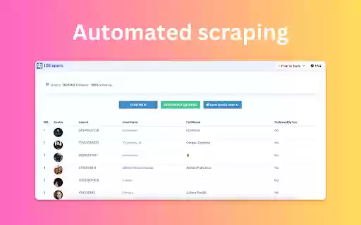 Export Followers  Following for Ins  from Chrome web store to be run with OffiDocs Chromium online