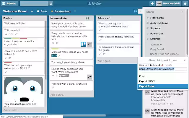 Export for Trello  from Chrome web store to be run with OffiDocs Chromium online