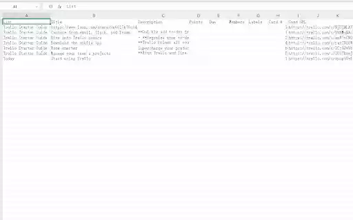 Export Trello to Excel  from Chrome web store to be run with OffiDocs Chromium online