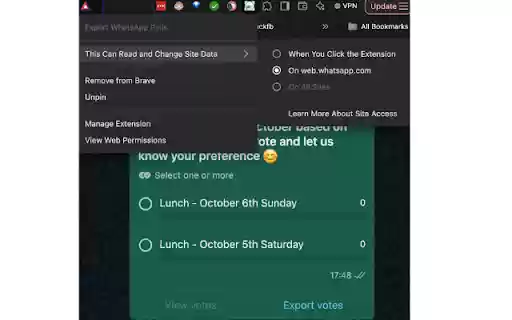 Export WhatsApp Polls  from Chrome web store to be run with OffiDocs Chromium online