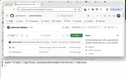 External Tab less  from Chrome web store to be run with OffiDocs Chromium online