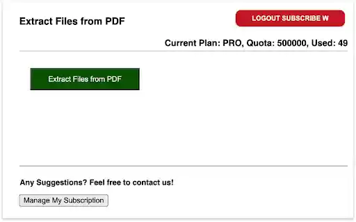 Extract Files from PDF  from Chrome web store to be run with OffiDocs Chromium online