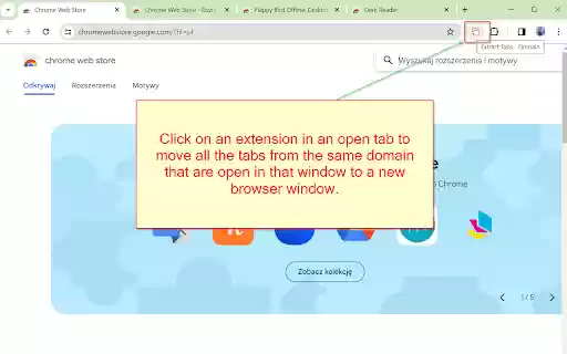 Extract Tabs Domain  from Chrome web store to be run with OffiDocs Chromium online