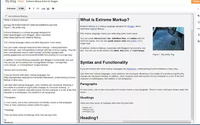 Extreme Markup Editor for Blogger™ from Chrome web store to be run with OffiDocs Chromium online Extreme Markup Editor for Blogger™ from Chrome web store to be run with OffiDocs Chromium online