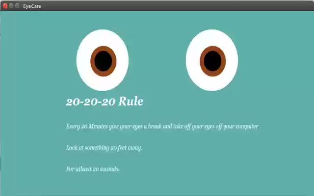 Eye Care  from Chrome web store to be run with OffiDocs Chromium online