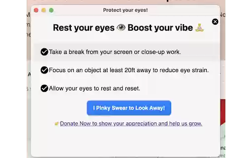Eye Protector App from Computer Screen time  from Chrome web store to be run with OffiDocs Chromium online