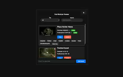 Fab Wishlist Tracker  from Chrome web store to be run with OffiDocs Chromium online