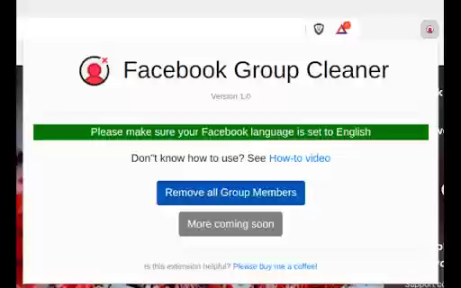 Facebook Group Cleaner  from Chrome web store to be run with OffiDocs Chromium online