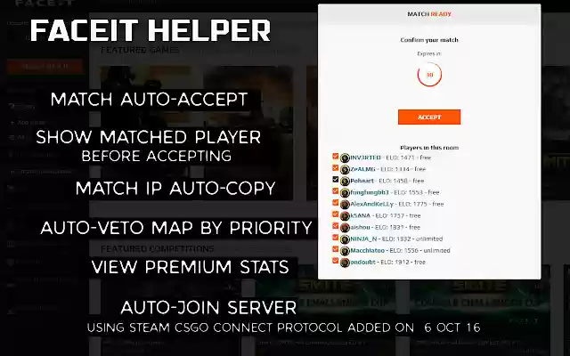 FACEIT HELPER from Chrome web store to be run with OffiDocs Chromium online FACEIT HELPER from Chrome web store to be run with OffiDocs Chromium online