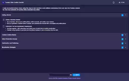 Faceless Video Creation Checklist  from Chrome web store to be run with OffiDocs Chromium online