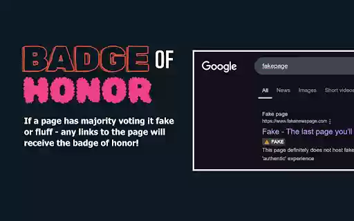 Fake or Fluff? Vote on articles, news and videos.  from Chrome web store to be run with OffiDocs Chromium online