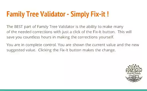 Family Tree Validator  from Chrome web store to be run with OffiDocs Chromium online