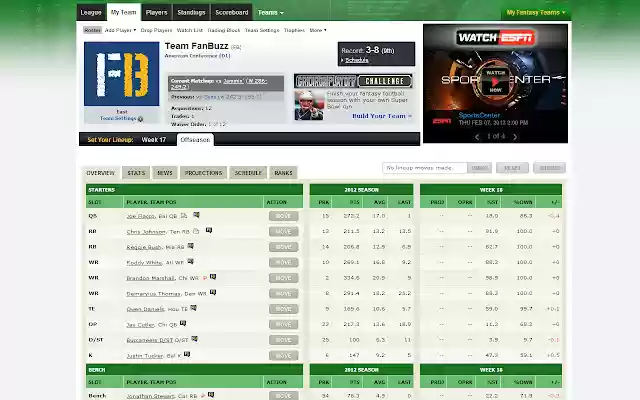 FanBuzz for ESPN Fantasy Sports  from Chrome web store to be run with OffiDocs Chromium online
