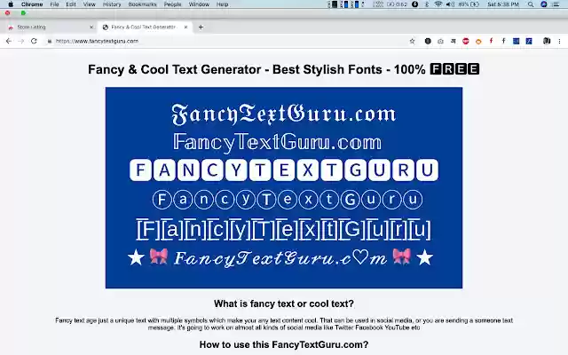 Fancy Cool Text Generator de la boutique en ligne Chrome à exécuter avec OffiDocs Chromium en ligne