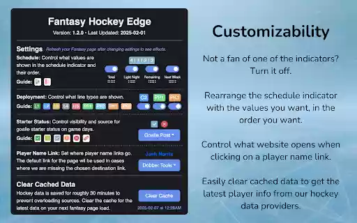 Fantasy Hockey Edge  from Chrome web store to be run with OffiDocs Chromium online