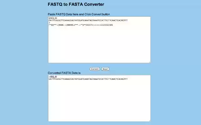 FASTQ to FASTA Converter from Chrome web store to be run with OffiDocs Chromium online FASTQ to FASTA Converter from Chrome web store to be run with OffiDocs Chromium online