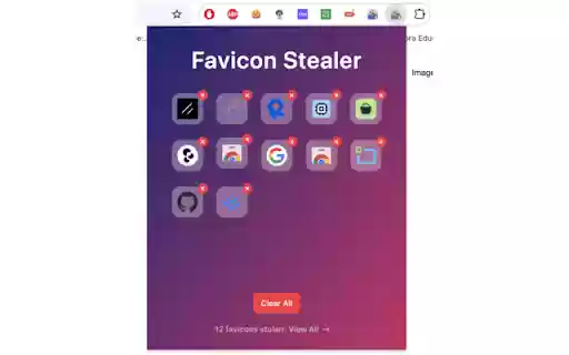 Favicon Stealer  from Chrome web store to be run with OffiDocs Chromium online