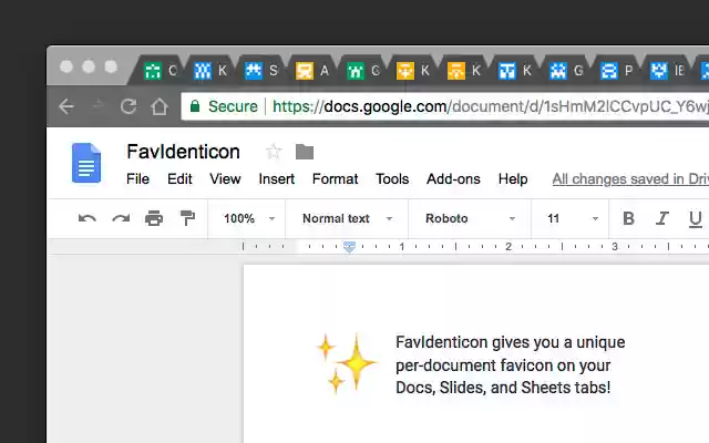 FavIdenticon for Google Docs  from Chrome web store to be run with OffiDocs Chromium online