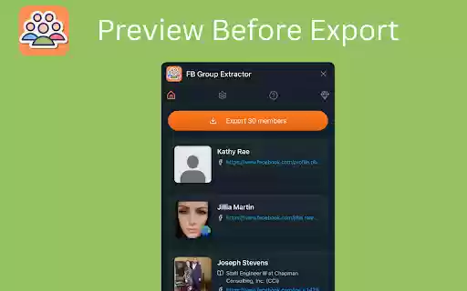 FB Group Extractor  from Chrome web store to be run with OffiDocs Chromium online