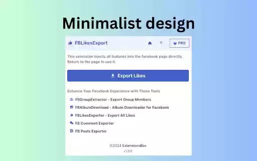 FB likes export export facebook likes  from Chrome web store to be run with OffiDocs Chromium online